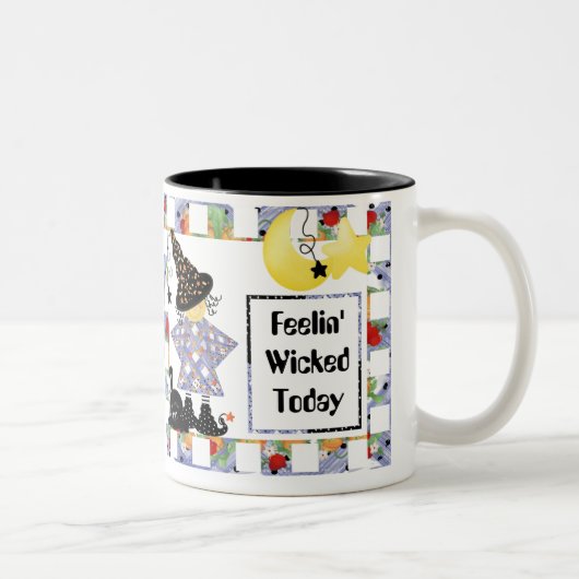 Niedliche Halloween-Hexe Zweifarbige Tasse (Rechts)