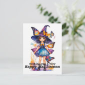 Niedliche Halloween-Hexen und Schmetterlinge Postkarte (Stehend Vorderseite)