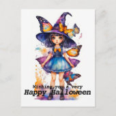 Niedliche Halloween-Hexen und Schmetterlinge Postkarte (Vorderseite)