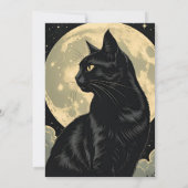 Niedliche Halloween Hexenkatze mit Kürbis Einladung (Rückseite)