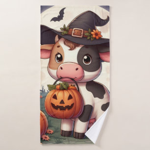 Niedliche Halloween-Hexenkuh Badehandtuch