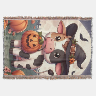 Niedliche Halloween-Hexenkuh Decke