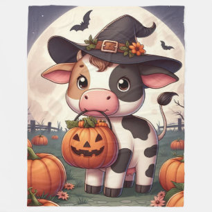Niedliche Halloween-Hexenkuh Fleecedecke