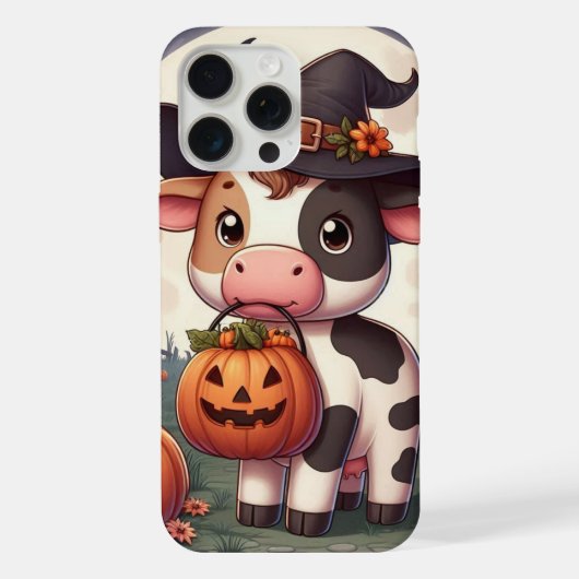 Niedliche Halloween-Hexenkuh iPhone Hülle (Rückseite)