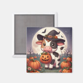 Niedliche Halloween-Hexenkuh Magnet (Vorderseite/Rückseite)