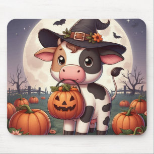 Niedliche Halloween-Hexenkuh Mousepad