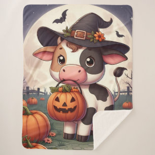 Niedliche Halloween-Hexenkuh Sherpadecke
