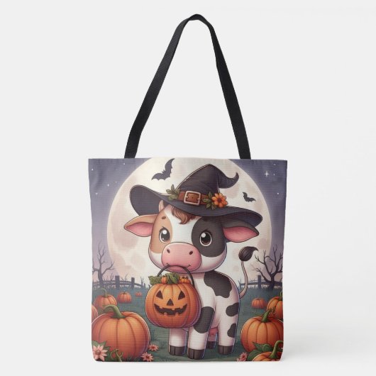 Niedliche Halloween-Hexenkuh Tasche (Vorderseite)