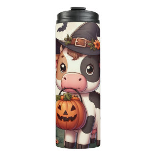 Niedliche Halloween-Hexenkuh Thermosbecher