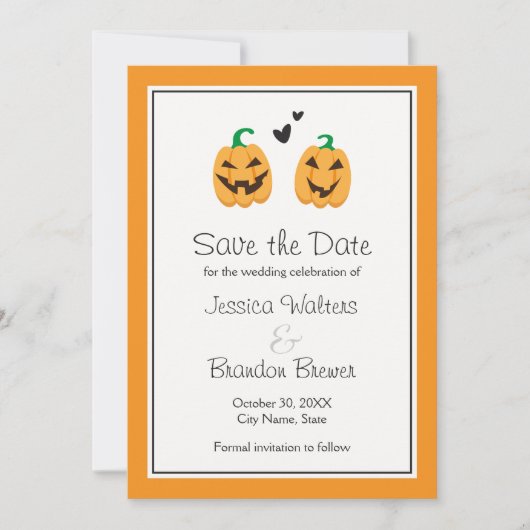 Niedliche Halloween Hochzeit speichern Sie das Dat Save The Date (Vorderseite)