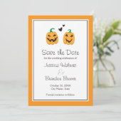 Niedliche Halloween Hochzeit speichern Sie das Dat Save The Date (Stehend Vorderseite)