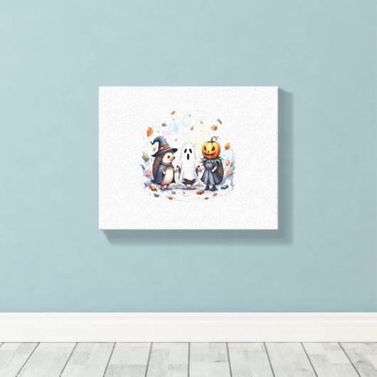 Niedliche Halloween-Igel Kostüm Leinwanddruck (Insitu (Holzboden))