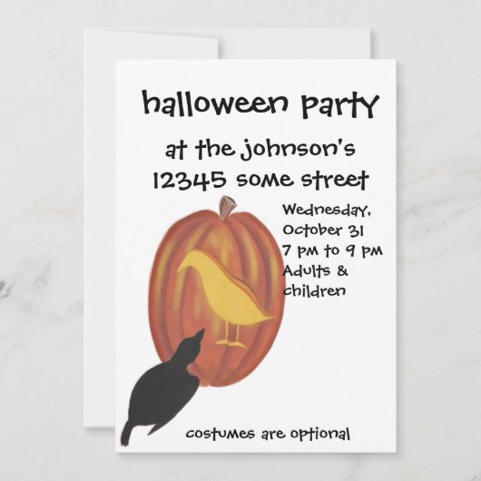 Niedliche Halloween Jack O'Lantern und Crow (Vorderseite)