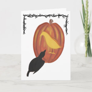 Niedliche Halloween Jack O'Lantern und Crow Karte