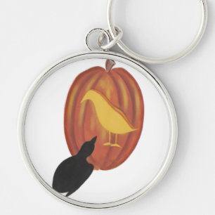 Niedliche Halloween Jack O'Lantern und Crow Schlüsselanhänger