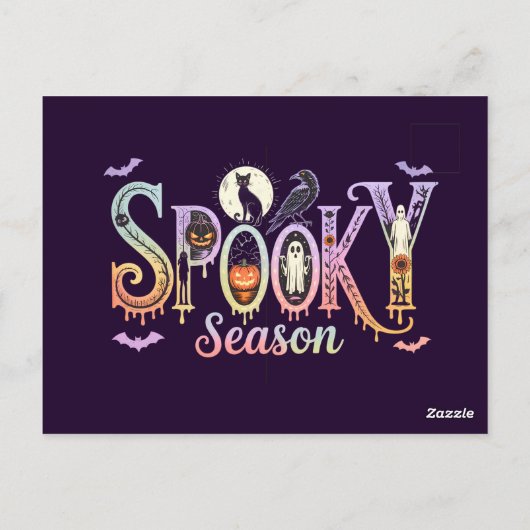 Niedliche Halloween-Karten, schöne Jahreszeit Hall Postkarte (Rückseite)