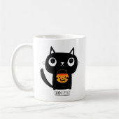 Niedliche Halloween-Katze Fragend für Candy Kaffeetasse (Links)