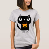 Niedliche Halloween-Katze Fragend für Candy T-Shirt (Vorderseite)