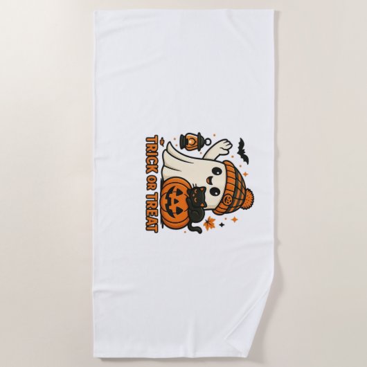 Niedliche Halloween-Katze im Kürbiskostüm Classic Strandtuch (Vorderseite)