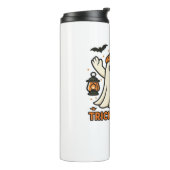 Niedliche Halloween-Katze im Kürbiskostüm Classic Thermosbecher (Nach links gedreht)