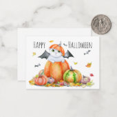Niedliche Halloween-Katze in Pumpkin Mitteilungskarte (Vorderseite/Rückseite Beispiel)