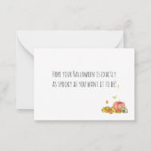 Niedliche Halloween-Katze in Pumpkin Mitteilungskarte (Rückseite)