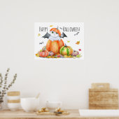 Niedliche Halloween-Katze in Pumpkin Poster (Küche)