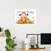 Niedliche Halloween-Katze in Pumpkin Poster (Heimbüro)