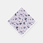 Niedliche Halloween-Katze lila Serviette