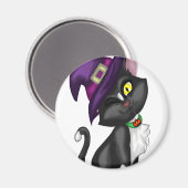 Niedliche Halloween-Katze mit Hut Magnet (Vorderseite/Rückseite)