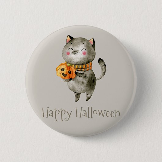 Niedliche Halloween-Katze mit Pumpkin | Button (Vorderseite)