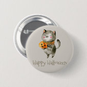 Niedliche Halloween-Katze mit Pumpkin | Button (Vorne & Hinten)