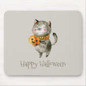 Niedliche Halloween-Katze mit Pumpkin | Mousepad (Vorne)