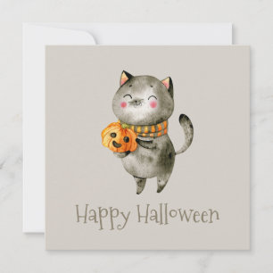 Niedliche Halloween-Katze mit Pumpkin   Party Einl Einladung