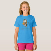 Niedliche Halloween-Katze mit Pumpkin-Ringer-Shirt T-Shirt (Vorne ganz)