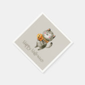 Niedliche Halloween-Katze mit Pumpkin | Serviette (Ecke)