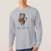 Niedliche Halloween-Katze mit Pumpkin Sleeve Shirt (Vorderseite)