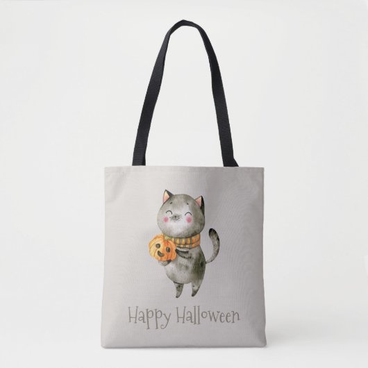 Niedliche Halloween-Katze mit Pumpkin | Tragetasch Tasche (Vorderseite)