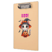 Niedliche Halloween-Katze mit Pumpkin und Hexenhut Klemmbrett (Links)
