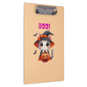 Niedliche Halloween-Katze mit Pumpkin und Hexenhut Klemmbrett (Rechts)