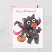 Niedliche Halloween-Katze Postkarte (Vorne/Hinten)