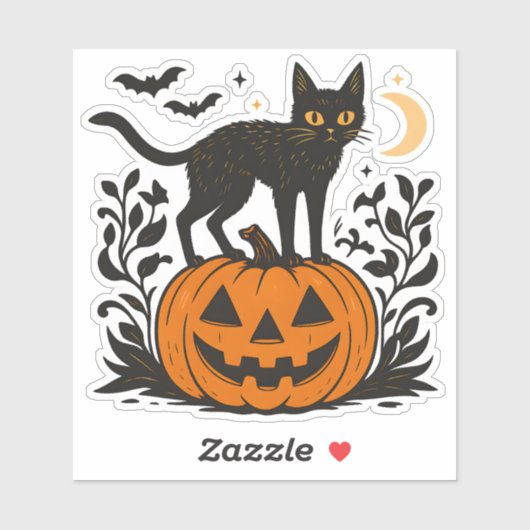 Niedliche Halloween-Katze pur Aufkleber (Blatt)