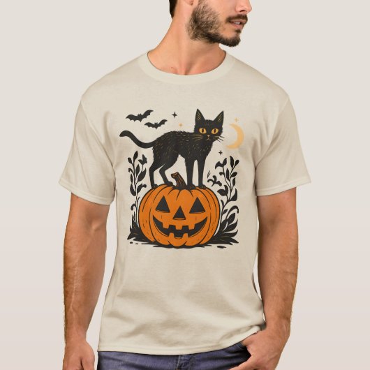 Niedliche Halloween-Katze pur T-Shirt (Vorderseite)