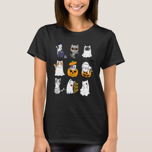 Niedliche Halloween Katze Spooky Jahreszeit T-Shirt (Vorderseite)