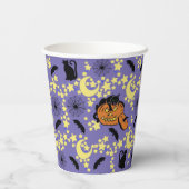 Niedliche Halloween-Katzen, Fledermäuse und Stars Pappbecher (Rückseite)