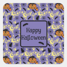 Niedliche Halloween-Katzen, Fledermäuse und Stars