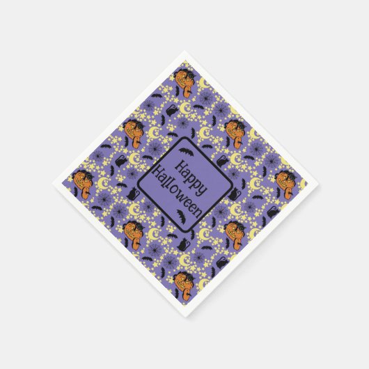 Niedliche Halloween-Katzen, Fledermäuse und Stars Serviette (Ecke)