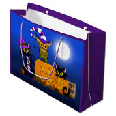 Niedliche Halloween-Katzen Große Geschenktüte (Vorderseite Schrägansicht)