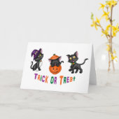 Niedliche Halloween-Katzen Karte (Gelbe Blume)