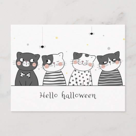 Niedliche Halloween-Katzen Postkarte (Vorderseite)